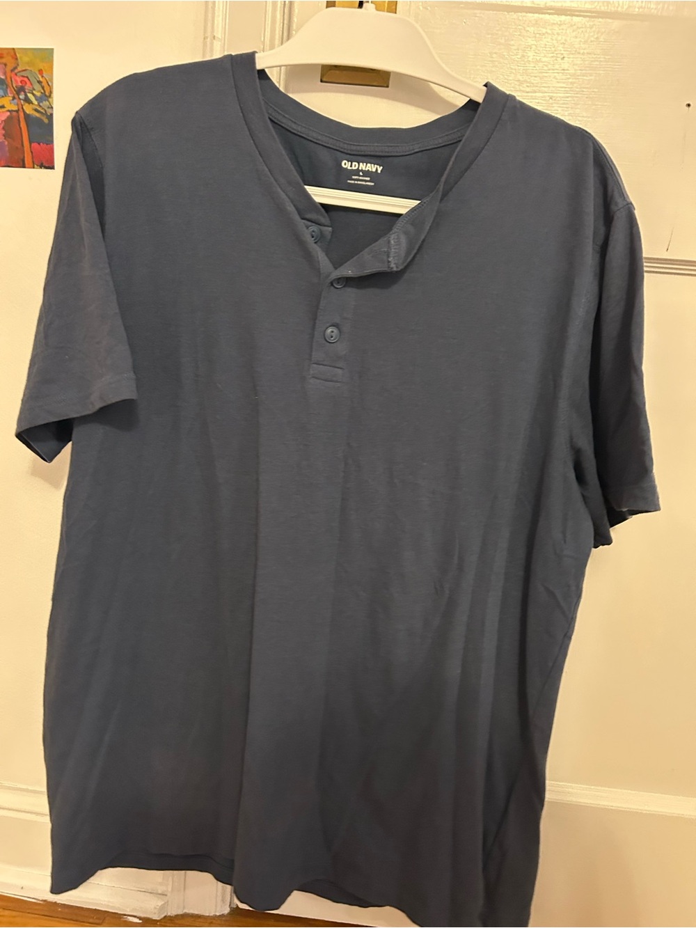 Old Navy Men's Slate Blue Short-Sleeve Henley Tee
